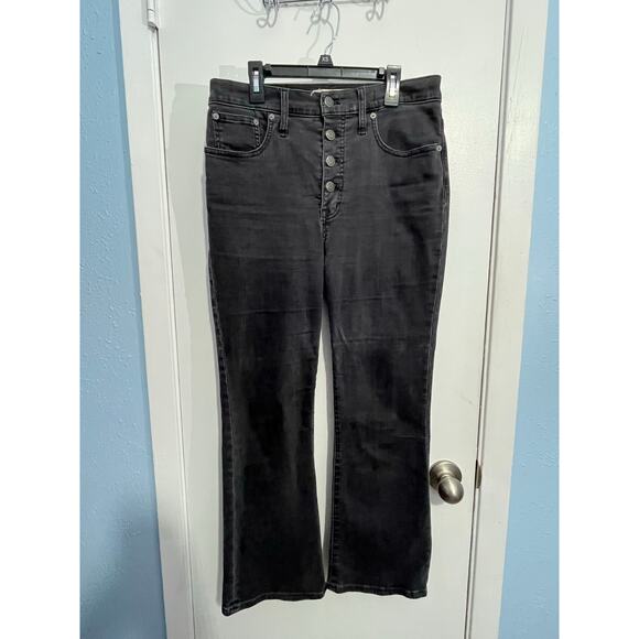 Madewell Jeans Size 29 Faded Black High Rise Button Fly Cali Demi Bootcut Boho - Picture 3 of 11